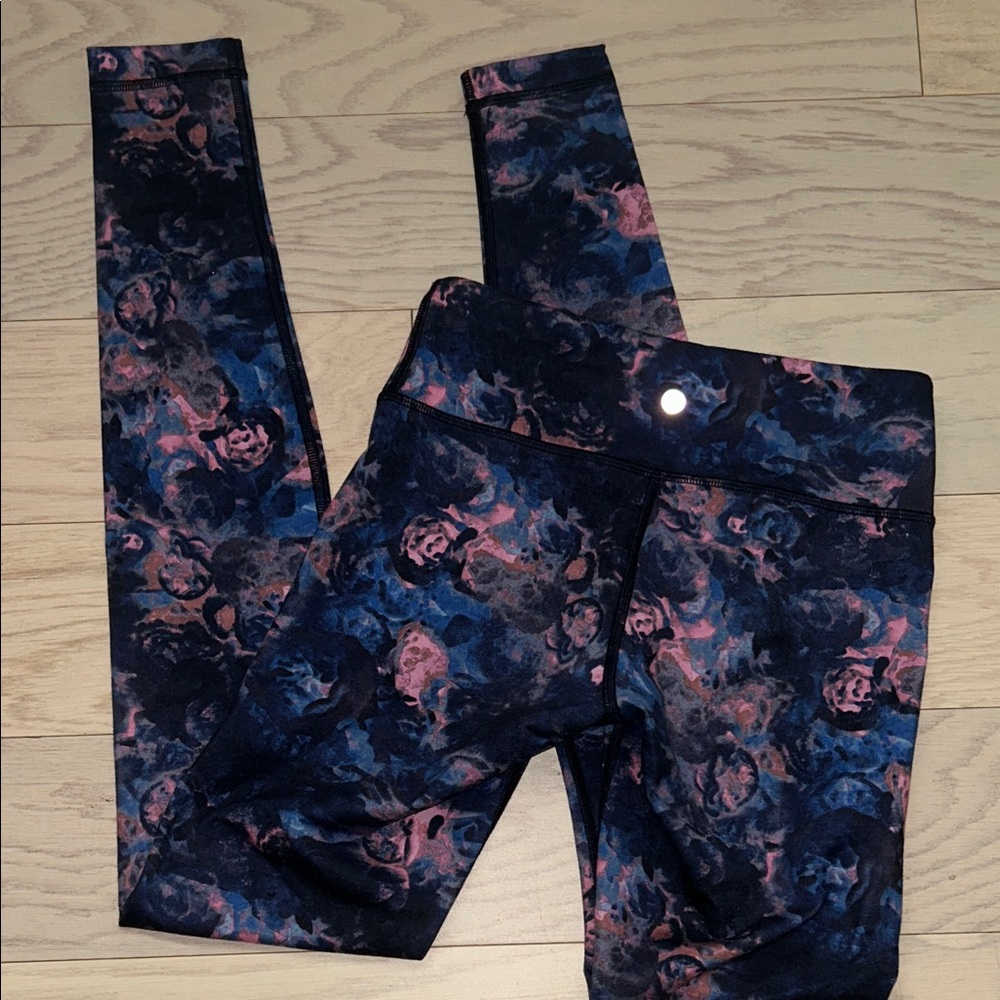 Lululemon Athletica Blue and Pink Patterned Leggings